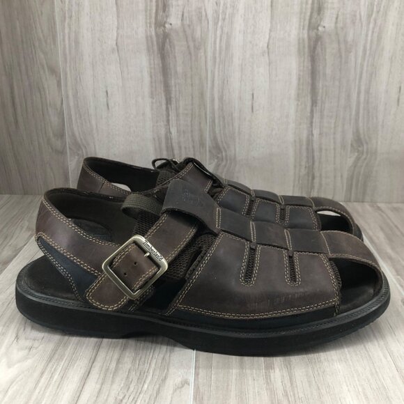 Timberland Fisherman Sandals Mens 12M Altamont Brown Leather Buckle Strap Shoes - Picture 1 of 10